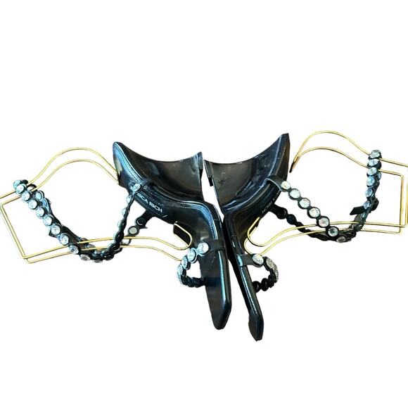 Jessica Rich Diamond Wedge Leather Strappy Embellished Heels NEW EU 38/US 8 - Picture 7 of 9